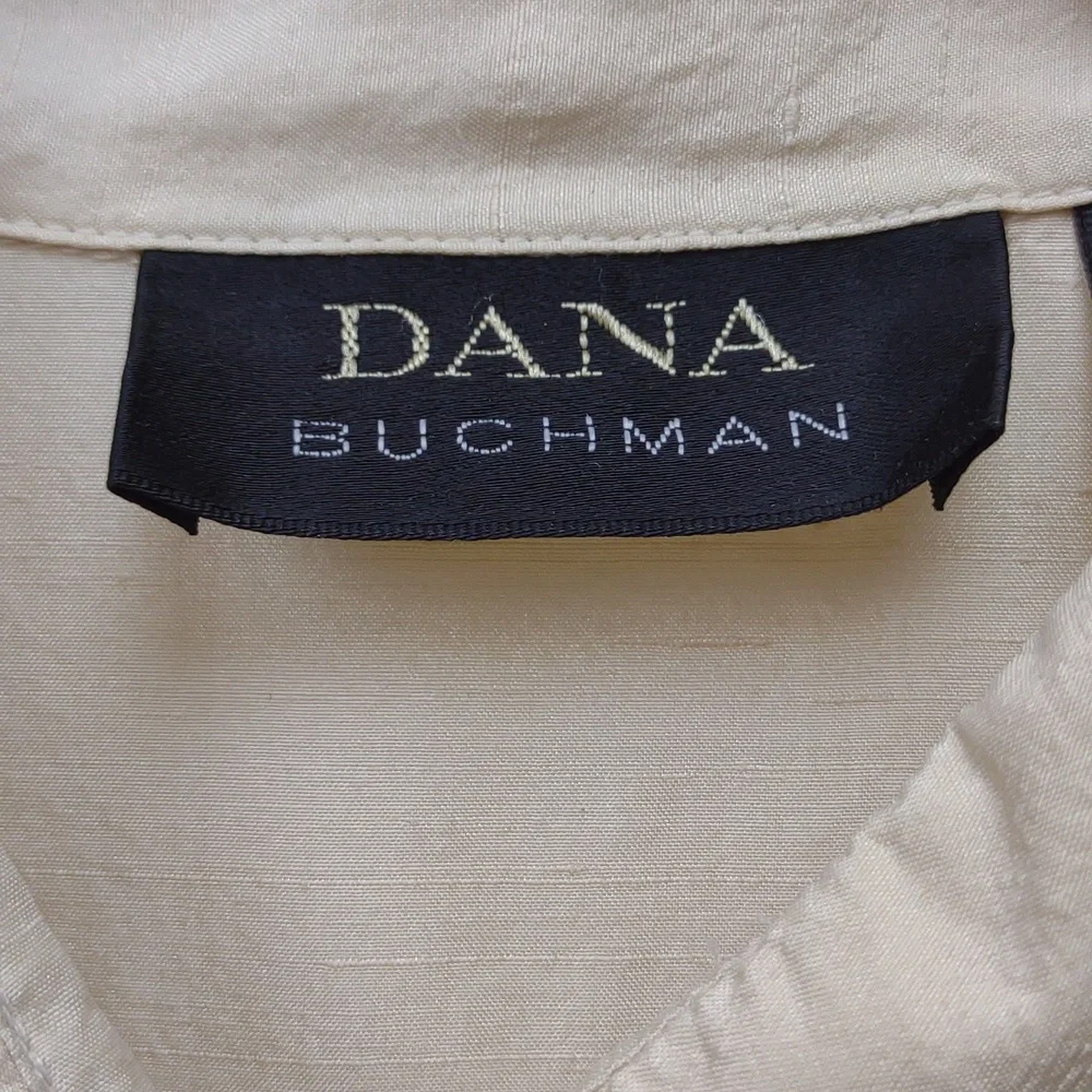 Dana Buchman Vintage All Silk Buttercream Yellow LS BU Asian Inspired Blouse - Picture 3 of 11